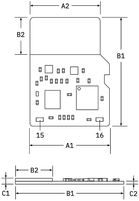 C0-microSD package dimensions diagram