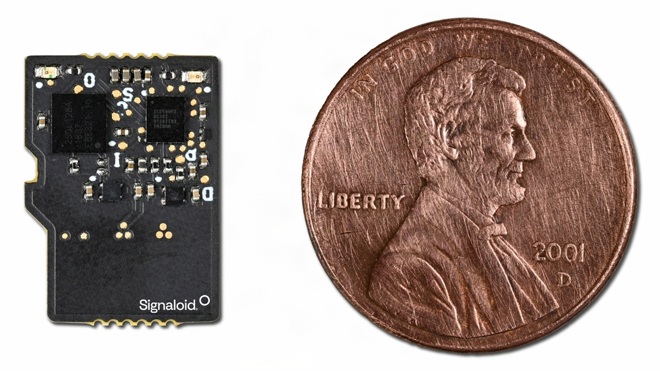 C0-microSD size comparison to US 1¢ coin